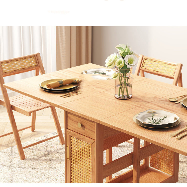 Multifunctional Folding Rattan Log Dining Table