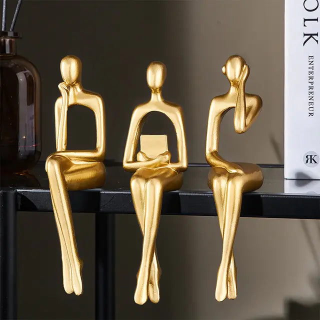 Golden Thinker Sculpture Set