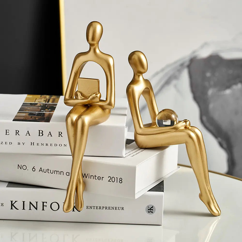 Golden Thinker Sculpture Set